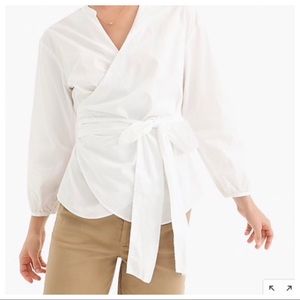 J. Crew Stretch Cotton Poplin Wrap Top